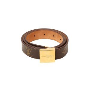 Initiales leather belt Louis Vuitton Brown size 35 Inches in